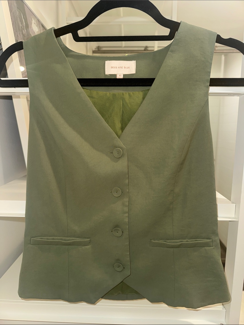 Skies Are Blue Olive Green Vest
